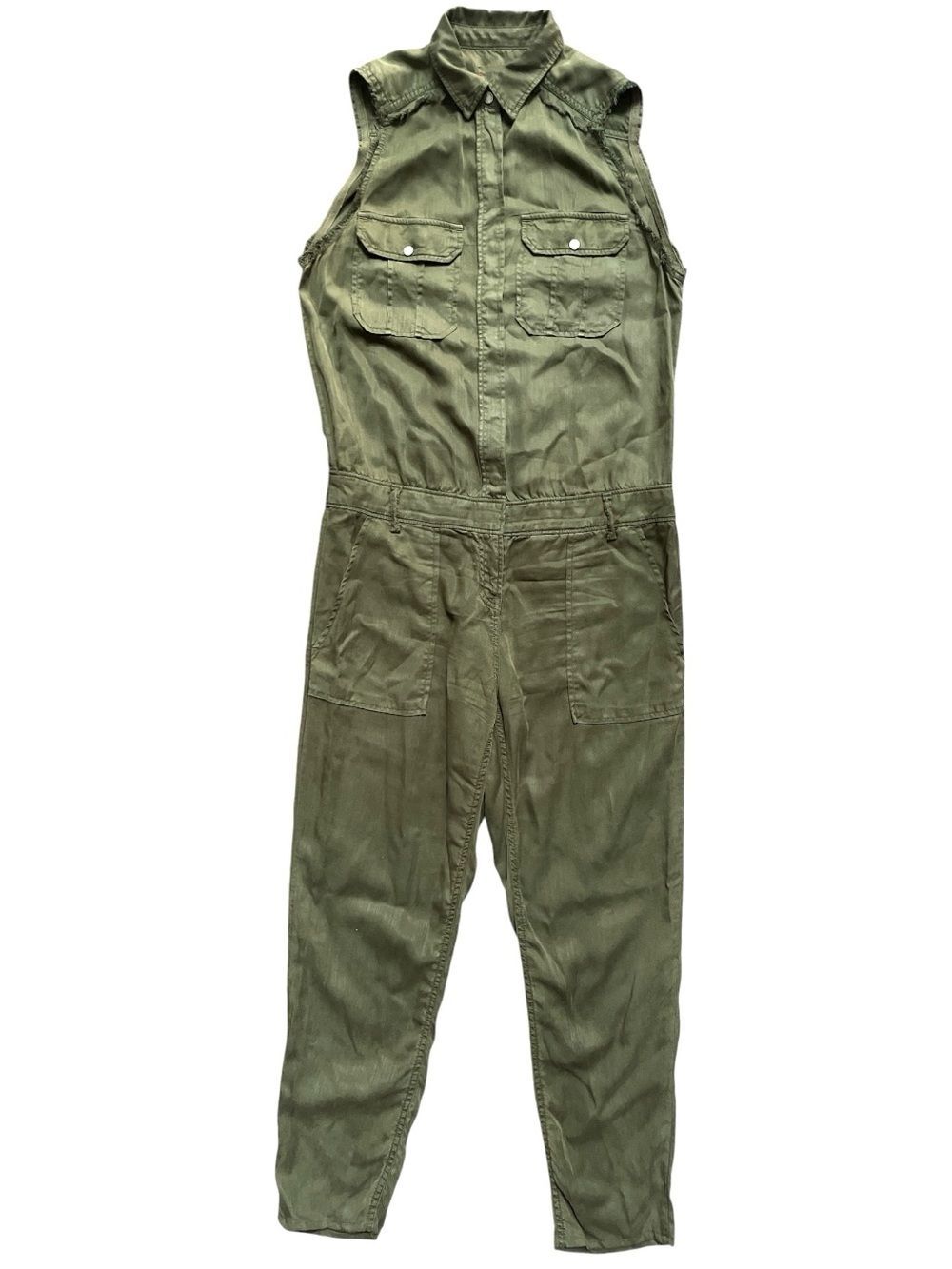 Etienne Marcel Olive Cotton Utility Jumpsuit Size Small Military Vibes